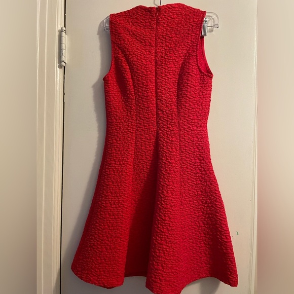 Zara Red Fit and Flare Dress Textured Fabric Size Extra Small - Picture 7 of 14